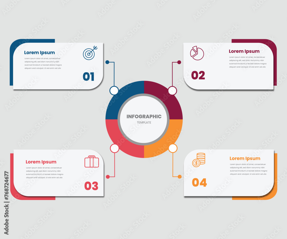 Poster colourful infographic template with business icons and specified steps. vector.