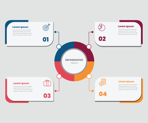 Colourful infographic template with business icons and specified steps. Vector.