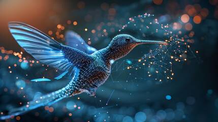 hummingbird in flight, Generative AI - obrazy, fototapety, plakaty
