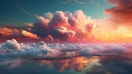 Papier Peint photo Lavable Vert bleu Sunset cloud landscape abstract graphic poster web page PPT background