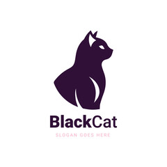 Stylized Black Cat Logo Design Concept