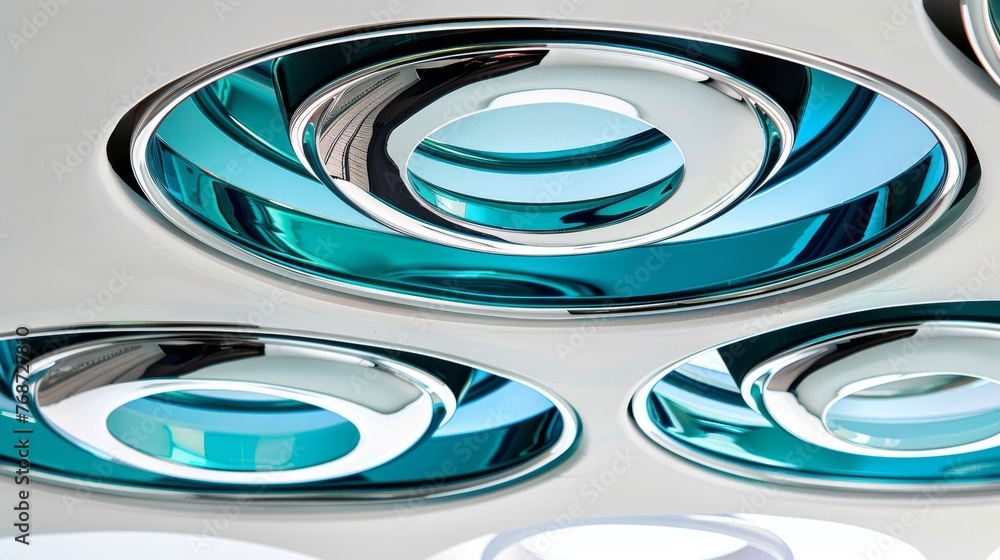 Poster a detailed image of a metallic object exhibiting numerous concentric circles around its core, along 