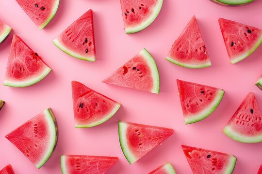 Watermelon pattern on pink background.