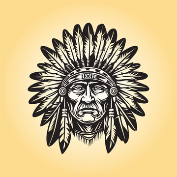 a drawing of a native American headdress illustration
