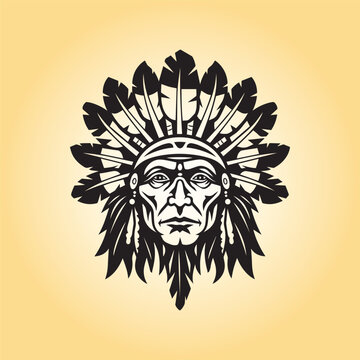 Native American head logo concept