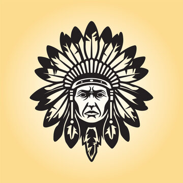 a drawing of a native American illustration