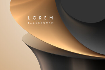 Abstract black and gold shapes background - 768729419