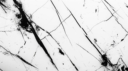 Cracked White Surface with Black Abstract Lines