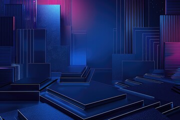 Futuristic Blue Geometric Shapes on Dark Background