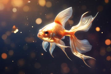 Fotobehang a gold fish swimming in water © Georgeta