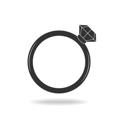 Ring graphic icon. Jewelry ring with diamond. Sign isolated on white background. Vector illustration