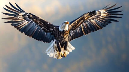 American flag bald flying eagle inside on isolated, Generative Ai 