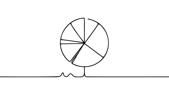 recommend clip art: Continuous line drawing of pie chart. Business concept. Sketch icon. Growth graph. Object one line, single line art, vector illustration