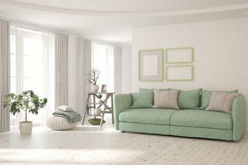 Fototapeta na wymiar Loft living room concept with sofa and brick wall. 3D illustration