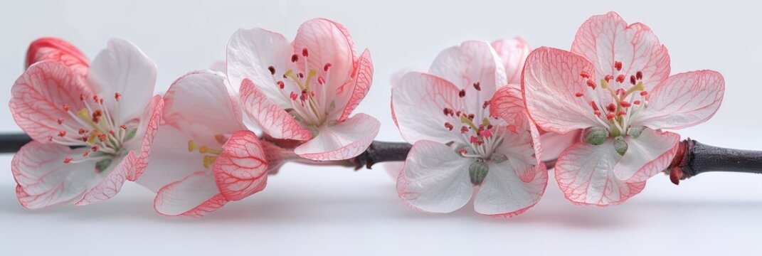 A close up of some flowers on a branch, Spring close-up image of apple blossoms