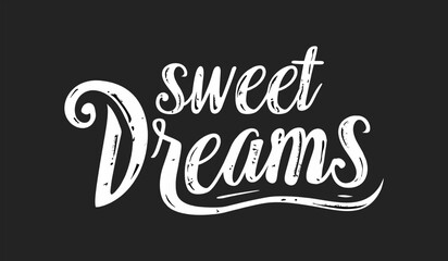 Sweet dreams, elegant handwritten inscription in retro style, lettering. Vector illustration