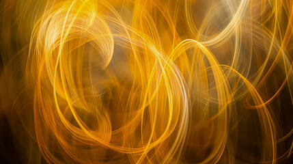 Abstract golden light swirls on a dark background