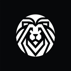 modern abstract geometric lion logo design