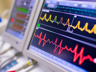 Monitoring Heart Rhythm: ECG Waveforms on Screen