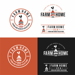 Logo template for poultry farm. Labels for natural agricultural products. Farmhouse concept logo