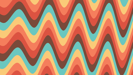 Abstract background of Psychedelic groovy Wavy Line design in 1970s Hippie Retro style. Vector pattern ready to use for cloth, textile, wrap and other.