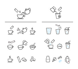 Set of methods of brewing tea and coffee. Preparation instructions. Vector elements for infographics. Set of sign for detailed guideline. Ready for your design. EPS10.