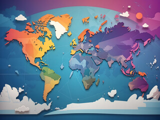2D illustration of abstract world maps for background design.