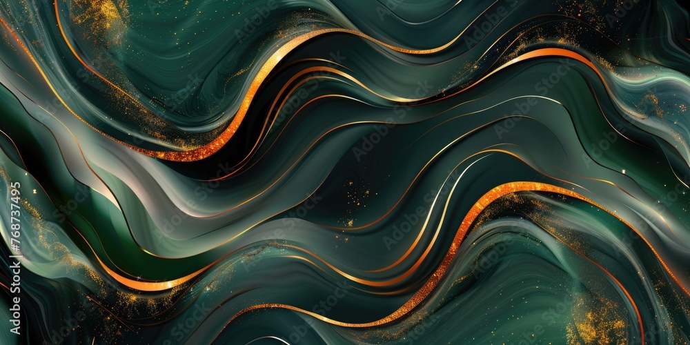 Poster a green and gold abstract background with waves abstract background with copy-space