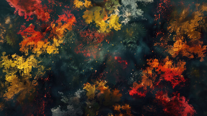 autumn season leaf falling background Generative AI - obrazy, fototapety, plakaty