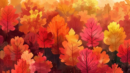 Zelfklevend Fotobehang autumn season leaf falling background Generative AI © Pavithiran