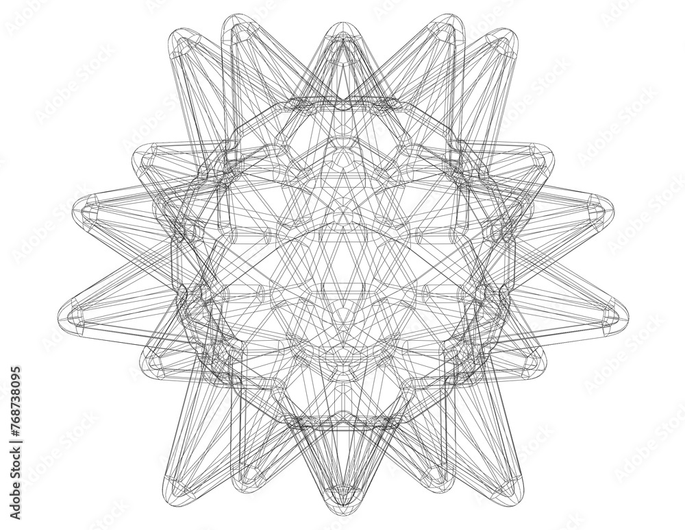 Poster wireframe shape stellated truncated icosahedron 3d print model