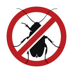 Anti Cockroach. Stop Insects Sign. Vector
