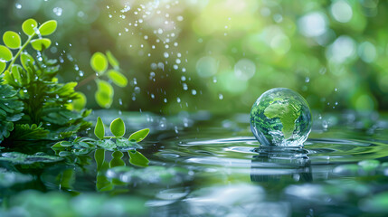 An image representing the relationship between water, ecosystems and human well being, and the impact of climate change on water resources. It promotes innovative approaches towards sustainable water.