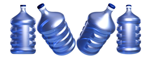 Large blue water bottle jug on a transparent background. 3d rendering