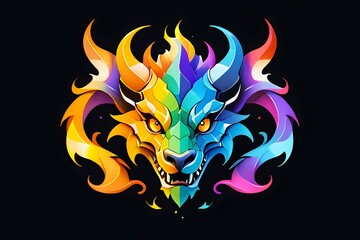 Colorful Dragon Spirit Design. Dynamic and vibrant digital illustration of a dragon, perfect for modern decor and gaming graphics.