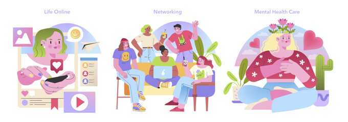Connected Generation set. Vector illustration
