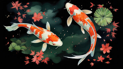 koi fish pattern on background