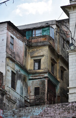 Fototapeta na wymiar Traditional houses along the Varanasi Ghats, India