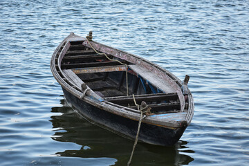 Rowing boat on Ganges river in Varanasi, India