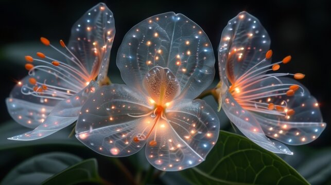  A macro shot of a bloom with illumination around the center and within the petals