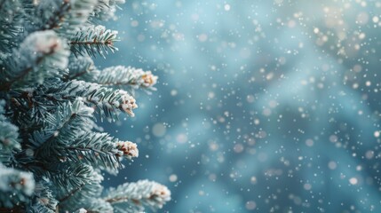 Close-Up of Snow-Covered Pine Tree