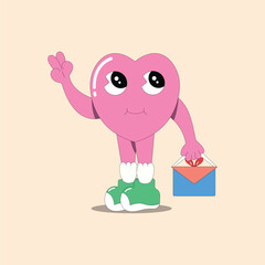 groovy cartoon love character different pose funny concept for sticker and poster illustration