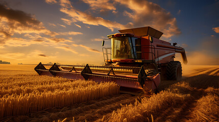 Obraz premium Harvest post-processing in a sunlit field.