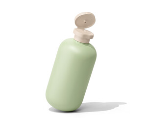 Blank Colored cosmetic shampoo bottle Isolated On Transparent Background. cosmetic packaging. 3D Render.	