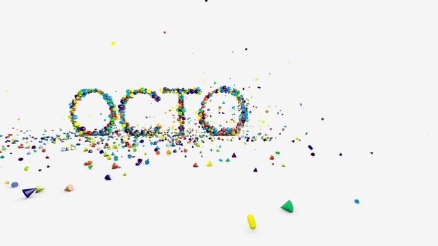 Motion graphics - October word animation on white