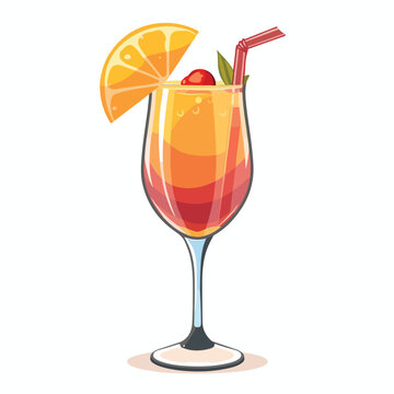 Cocktail in glass icon image cartoon vector illustr