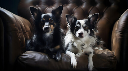 Dynamic Duo, A Jack Chi Dog in a Domestic Setting. Generated AI - obrazy, fototapety, plakaty