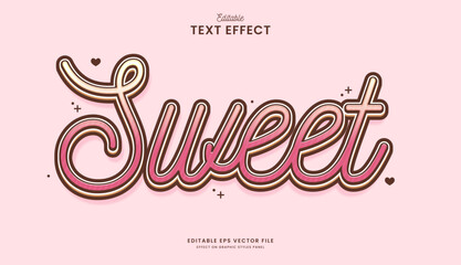 decorative editable cute pink sweet text effect vector design