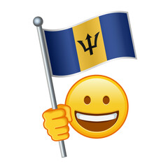 Emoji with Barbados flag Large size of yellow emoji smile