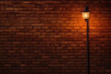 a lamp post against a brick wall